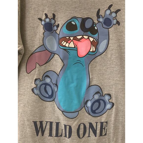 Disney Graphic Stitch Wild One Short Sleeve T-Shirt, Grey, Size Large - Picture 3 of 8